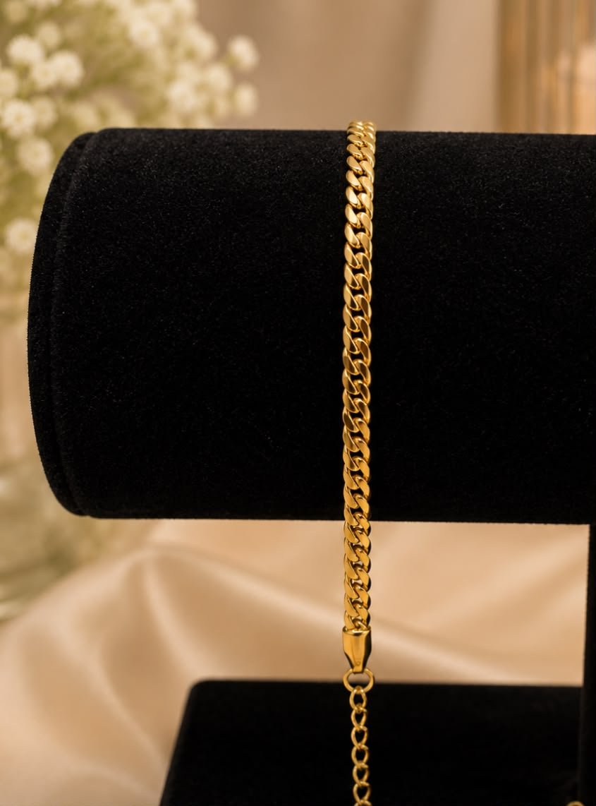 17 Gold Cuban Link Chain Bracelet - Image 1
