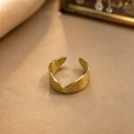 V-Shaped Textured Gold Open Ring
