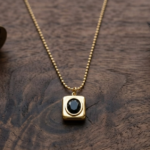 Black Stone Pendant Necklace