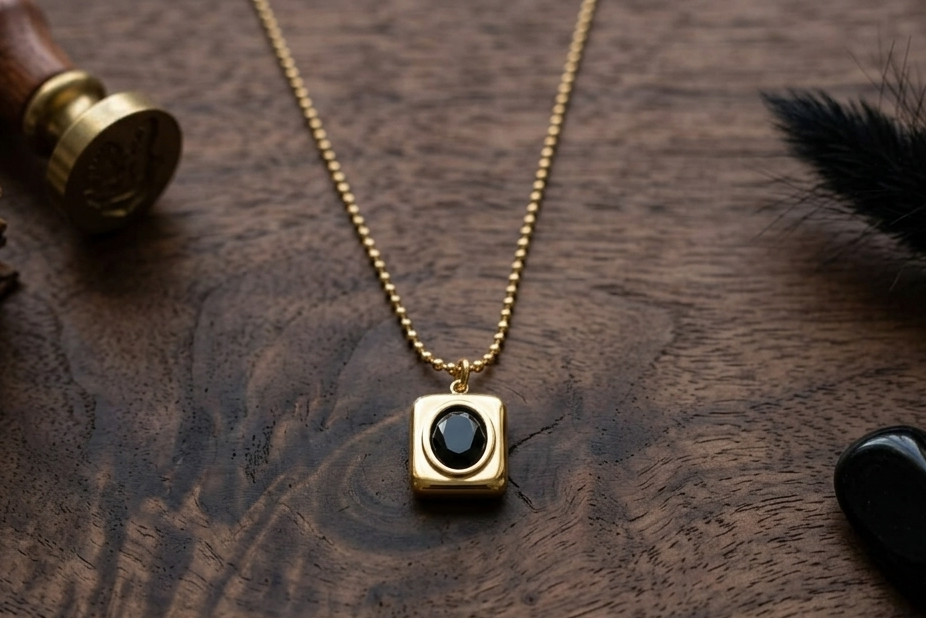 BLACK STONE Black Stone Pendant Necklace - Image 1