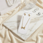 Golden Bow Necklace and Earring Set
