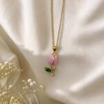 Pink Rose Pendant Necklace