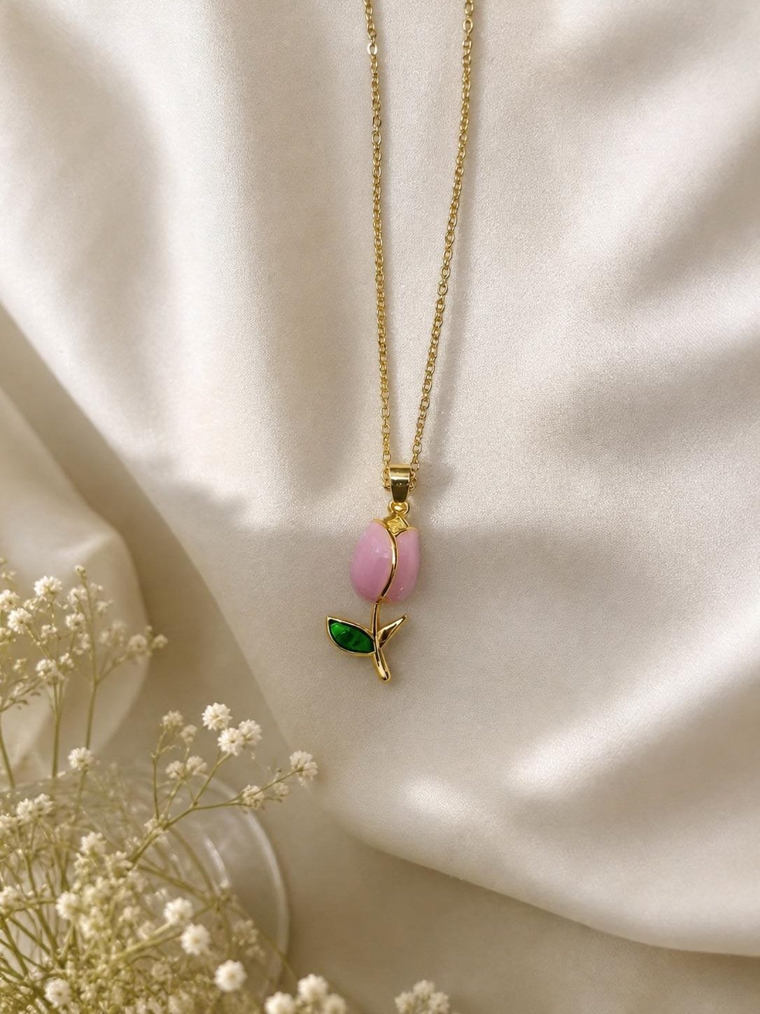 PF Pink Rose Pendant Necklace - Image 1