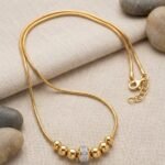 Gold-Plated Bead Accent Snake Chain Necklace