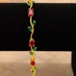 Red & Green Rose Vine Tulip Bracelet