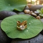 Golden Leaf Vine Solitaire Ring