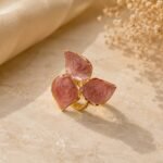 Golden Blush Flower Vine Ring