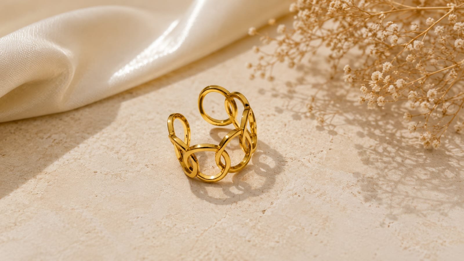 WhatsApp Image 2026-07-31 at 11.22.27 AM (3) Golden Interlocking Link Statement Ring - Image 1