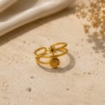 Golden Celestial Sun & Star Double-Band Ring