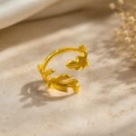 Golden Leaf Branch Open Ring