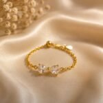 Golden Sparkle Crystal Bow Chain Ring