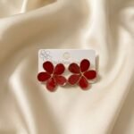 Red Floral Stud Earrings