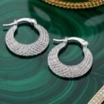 Silver-Tone Pave Hoop Earrings