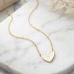 White Inlaid Asymmetric Heart Necklace