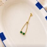 Golden Dual Emerald Stone Chain Ring