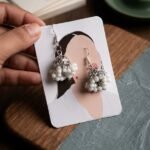 White Beaded Jhumka Earrings