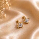 Gold and Clear Crystal Flower Stud Earrings