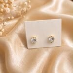 Gold and Solitaire Crystal Prong Stud Earrings