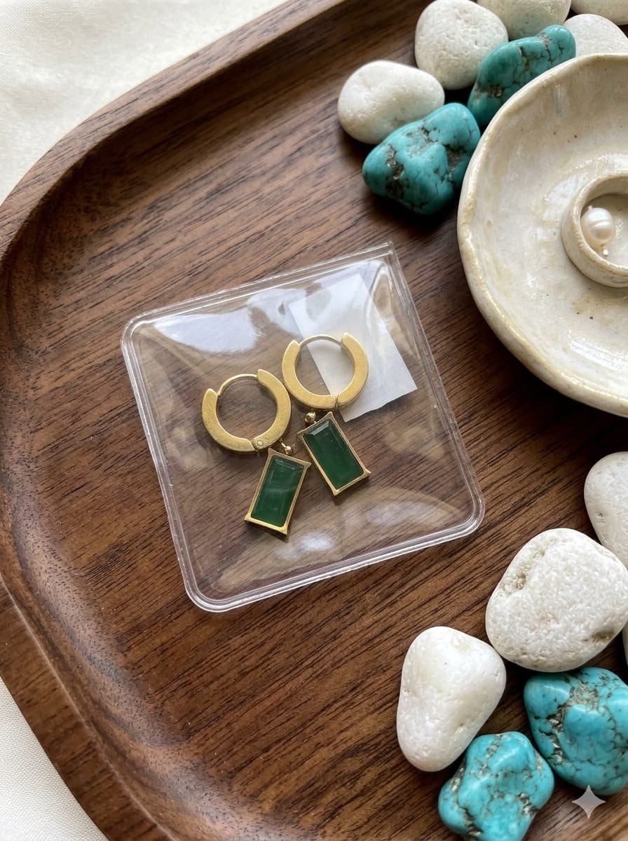 WhatsApp Image 2026-08-07 at 4.24.36 AM Rectangular Deep-Green Stone Drops - Image 1