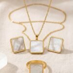 Golden Square Mother-of-Pearl Jewelry Set