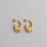 Golden Croissant Dome Hoop Earrings