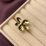 Golden Hammered Blossom Statement Ring
