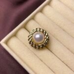 Golden Braided Pearl Ring