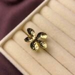 Golden Hammered Blossom Ring