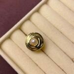 Golden Swirled Pearl Statement Ring
