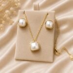 Golden Square Pearl Jewelry Set