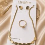 Golden Geometric Block Four-Piece Jewelry Set
