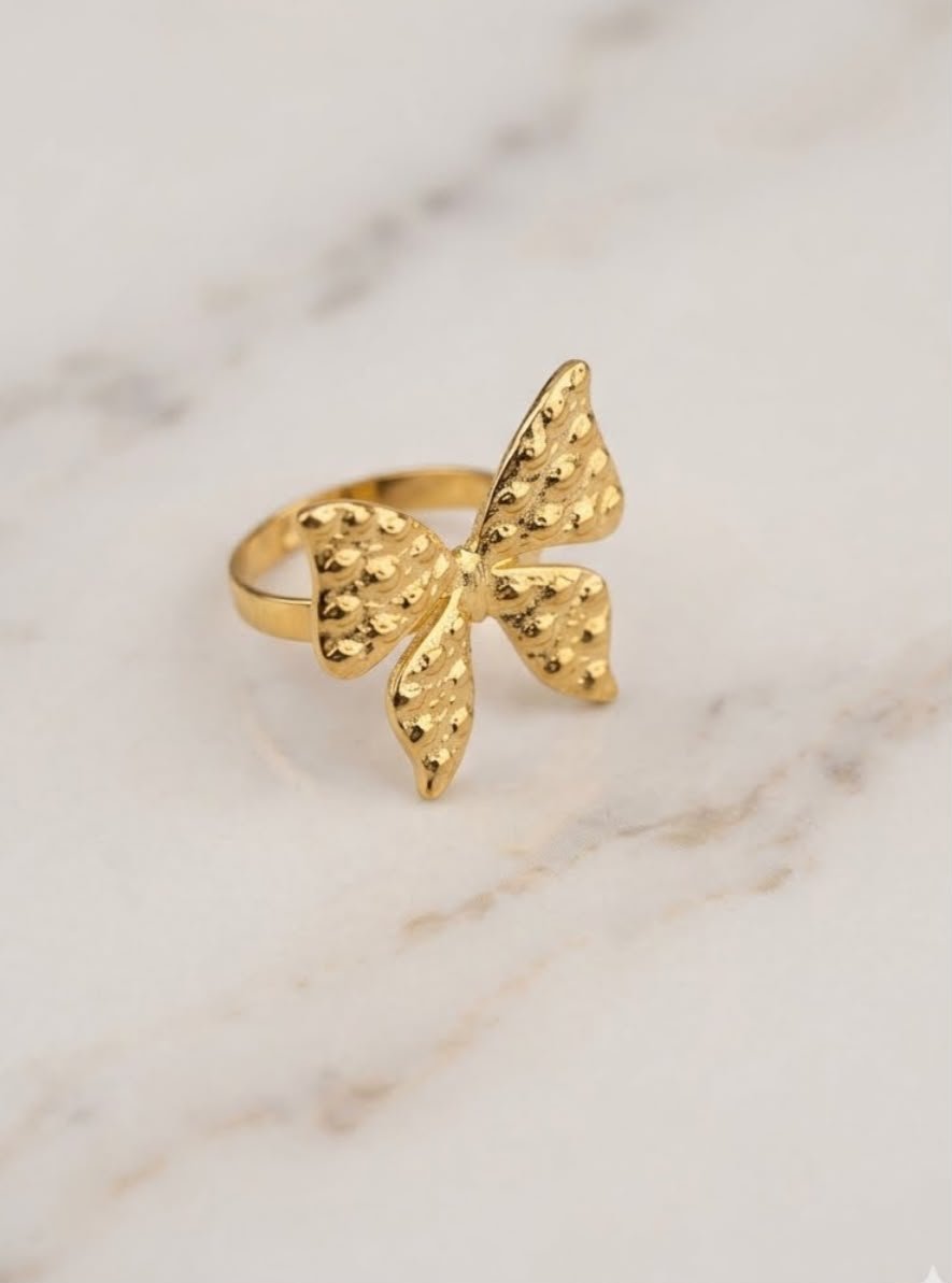 WhatsApp Image 2026-08-19 at 1.52.31 PM (1) Golden Textured Butterfly Statement Ring - Image 1