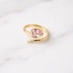 Golden Pink Tulip Wrap Ring Non-Stainless Steel