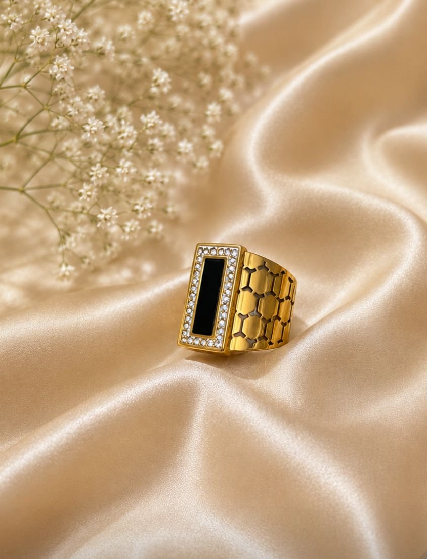 WhatsApp Image 2026-08-30 at 10.44.21 AM Golden Black Onyx Crystal Ring - Image 1