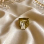 Golden Honeycomb Pearl Ring