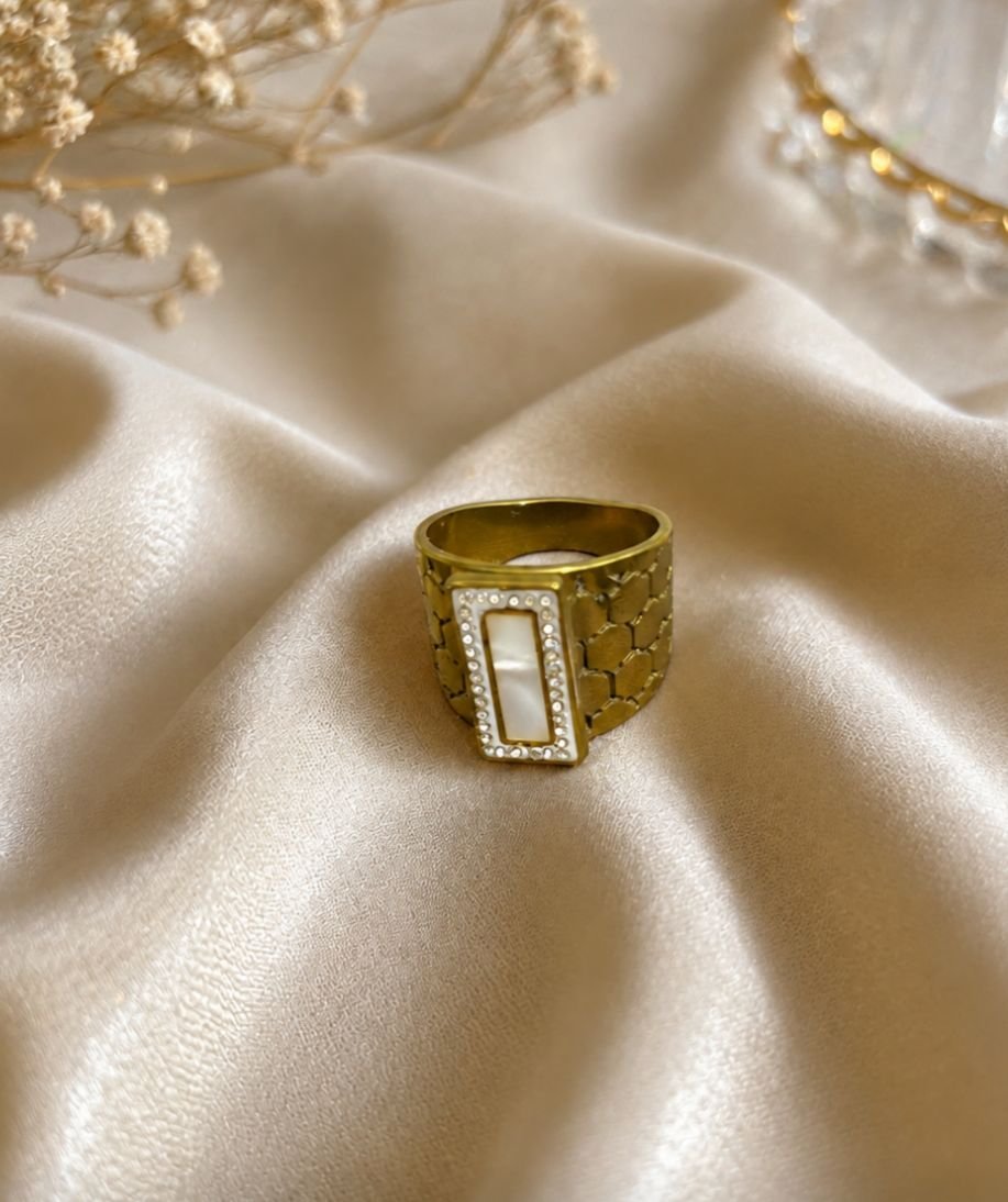 WhatsApp Image 2026-08-31 at 10.48.12 AM (3) Golden Honeycomb Pearl Ring - Image 1