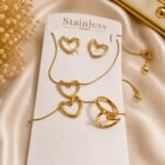 Golden Open Heart Stainless Steel Jewelry Set