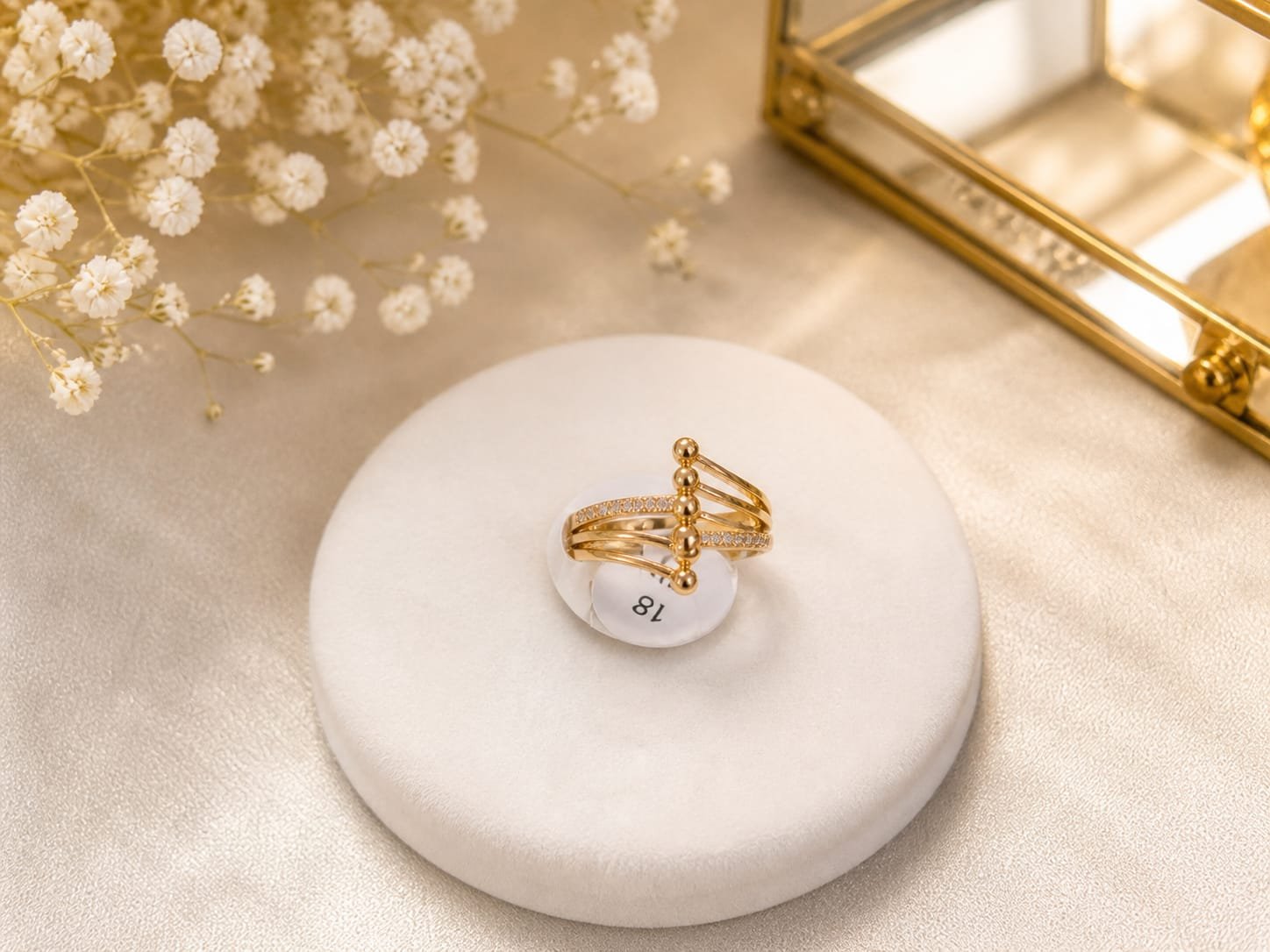 WhatsApp Image 2026-08-31 at 10.52.52 AM Golden Multi-Band Bead & Pavé Ring - Image 1