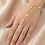 Golden Geometric Teardrop & Bar Hand Harness Angla