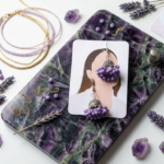 Purple Beaded Drop Earrings