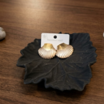 Gold-tone Shell Stud Earrings